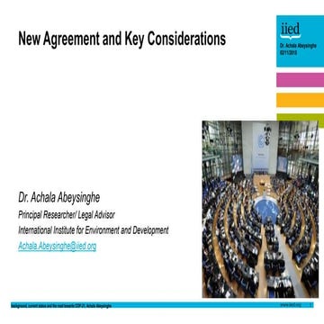 New agreement and key considerations (Paris climate agreement)