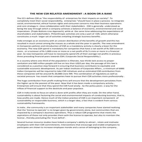 New amendment in CSR policy is a boon
