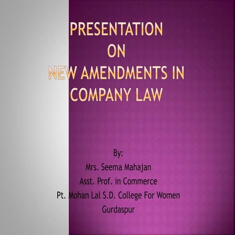 New Amendments in company law
