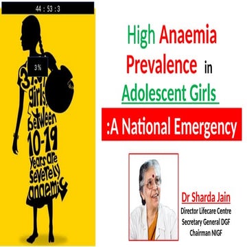 High Anaemia Prevalence  in Adolescent Girls :