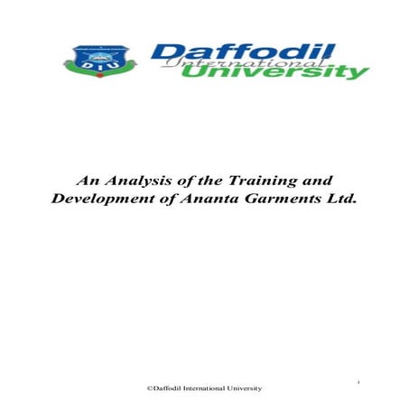 Internship Report On An Analysis of Training and Development of Ananta  Garme...