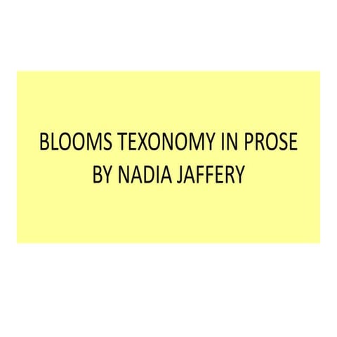 Blooms taxonomy in prose