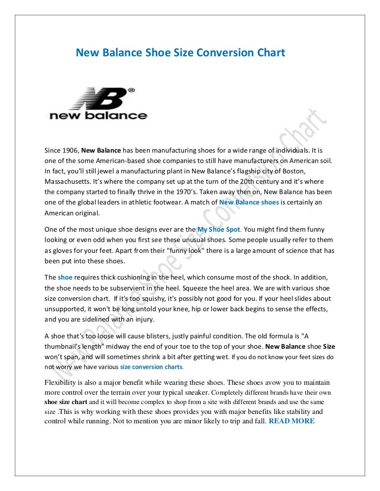 New Balance Shoe Size Chart Width