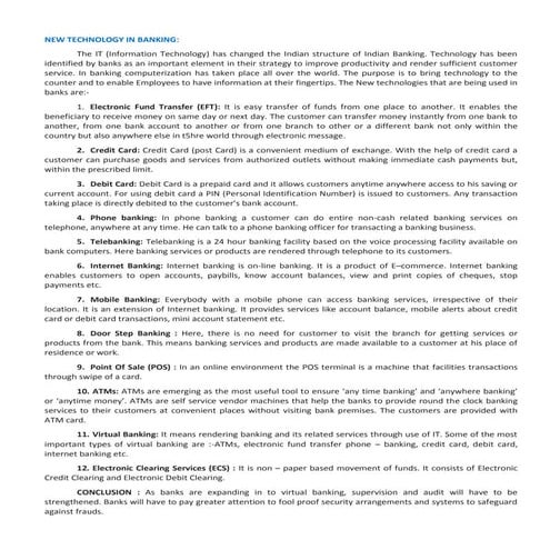 New banking technology