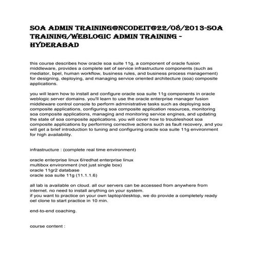 New batch – weblogic real time tools + intensive       workshop@24th aug2013