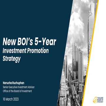 New BOI's 5-Year Investment Promotion Strategy