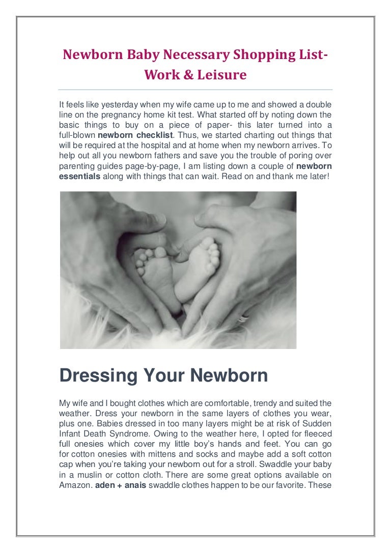 newborn shopping list
