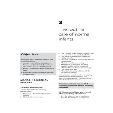 Newborn Care: The routine care of normal infants