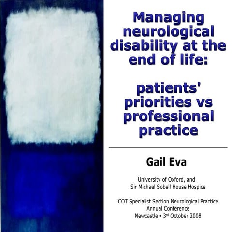 Disability & Rehabilitation in End of Life Care