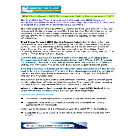 New cisco aironet 1850 series access points focus on wave 2 wifi