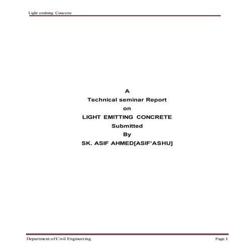 Light emitting concrete [OR] Translucent concrete