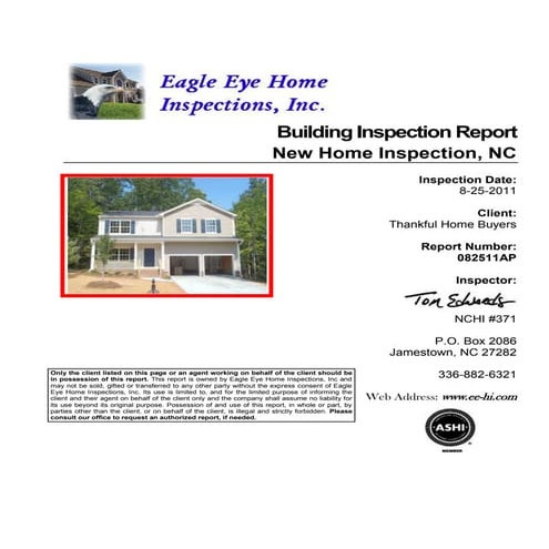 New construction inspection, 082511 ap