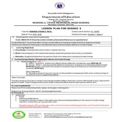 Greenhouse Effect Lesson Plan | DOCX