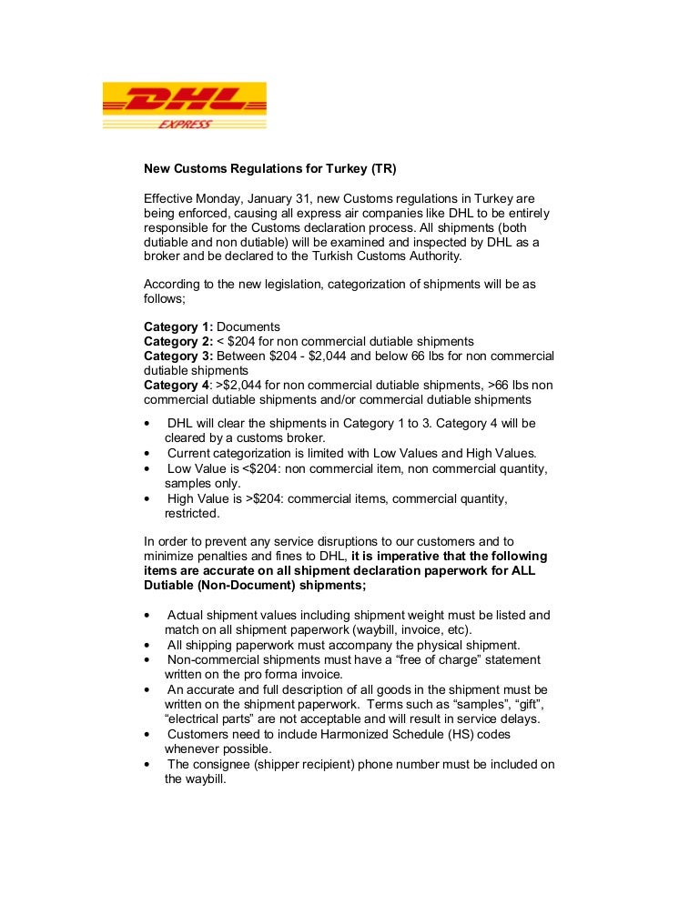New Customs Regulations For Turkey