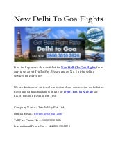 New Delhi To Goa Flights