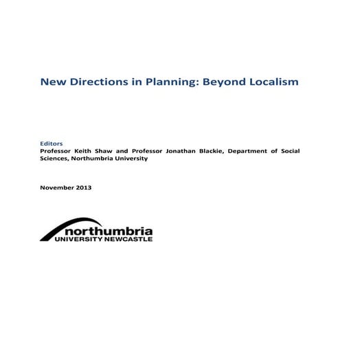 New directions in planning beyond localism 
