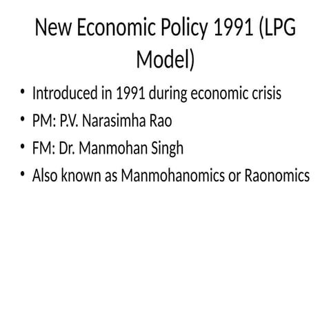 Comprehensive Overview of India's New Economic Policy 1991 (LPG Model ...