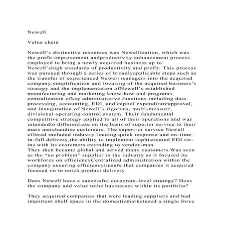 Newells strategic management case study | PPTX