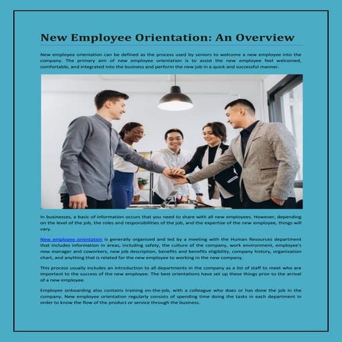 New Employee Orientation: An Overview