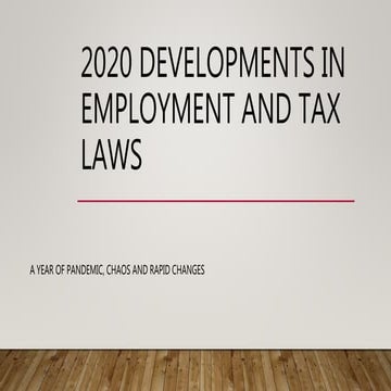2020 Developments in Employment and Tax Laws