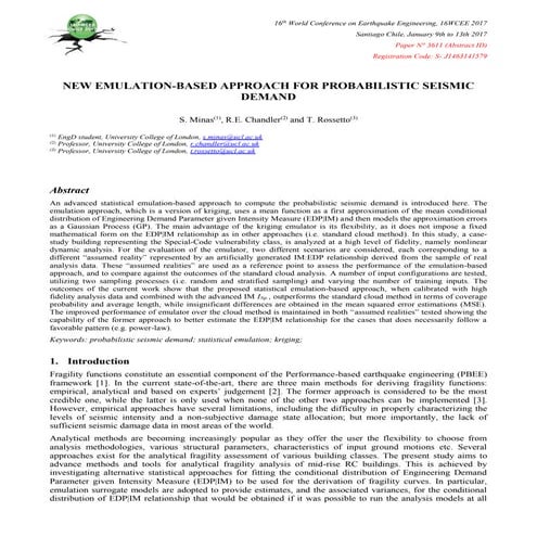New emulation based approach for probabilistic seismic demand