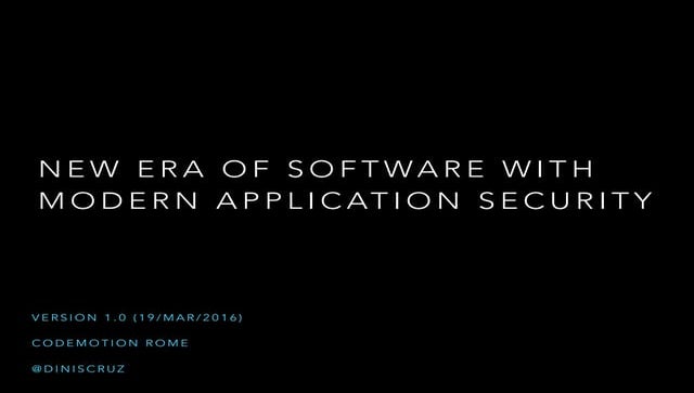 New Era of Software with modern Application Security v1.0