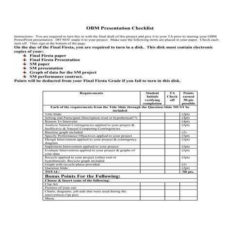 Final Fiesta Checklist | DOCX