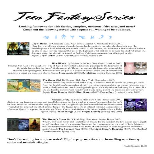 New Fantasy Series handout