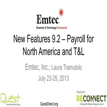 New features 9.2 - Payroll for North America and T&L