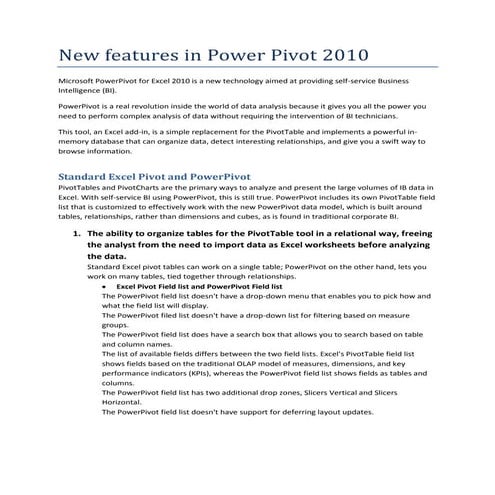 New Features In Power Pivot 2010
