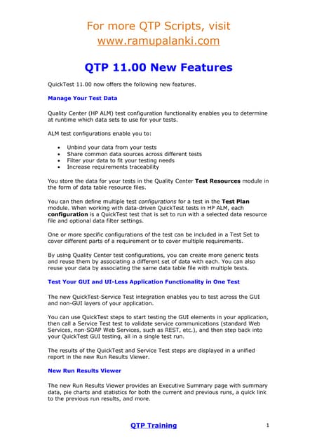 New features in qtp11