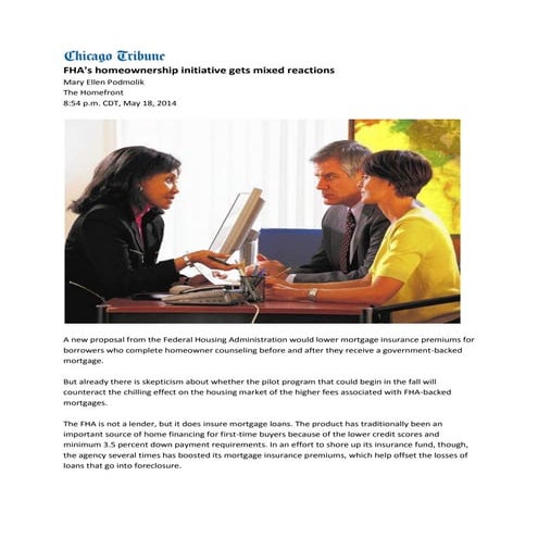 FHA's Homeownership Initiative gets Mixed Reactions