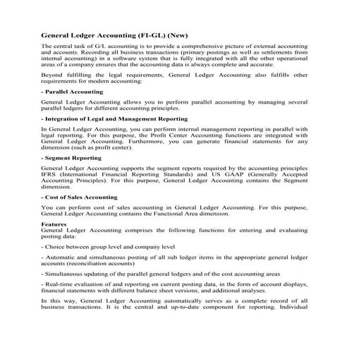 New general ledger accounting in sap