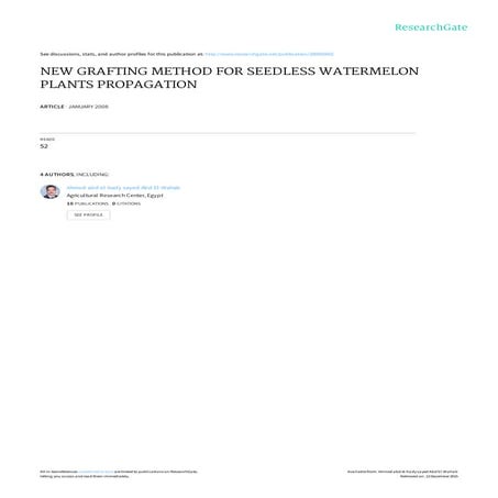New grafting method for seedless watermelon plants propagation 
