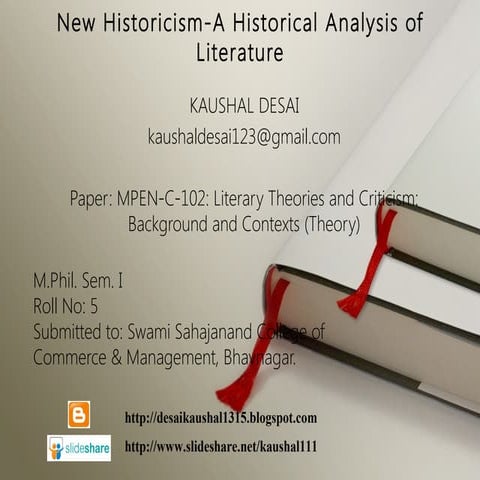 New Historicism A Historical Aanalysis of Literature