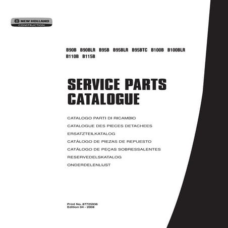 New Holland B95B Backhoe Loader Parts Catalogue Manual.pdf