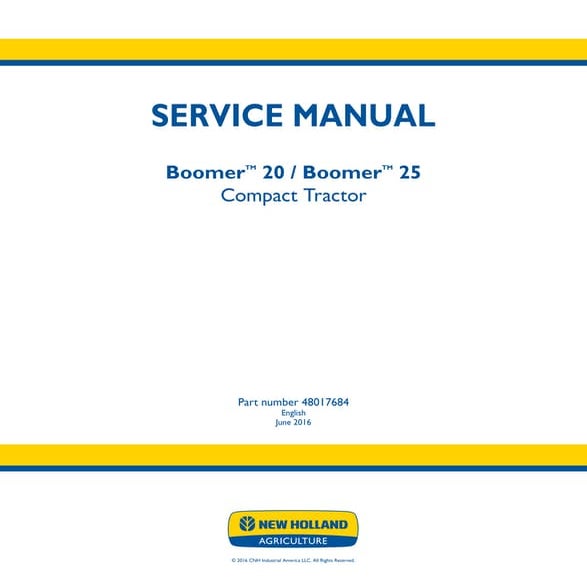 New holland boomer 25 compact tractor service repair manual | PDF