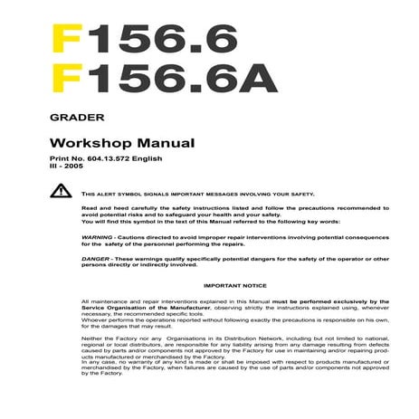 New holland f156.6 a grader service repair manual