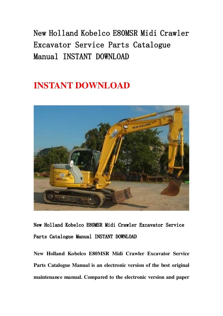 New holland kobelco e80 msr midi crawler excavator service parts cata…