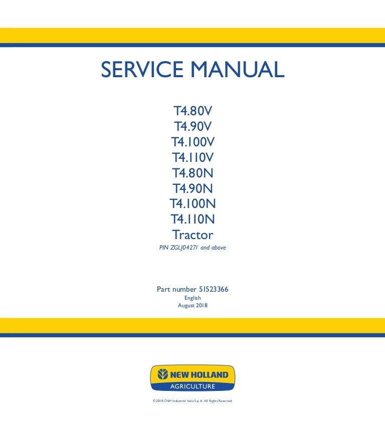 New Holland T4 80 V Tractor Service Repair Manual New Holland T4 80 V Tractor Service Repair Manual