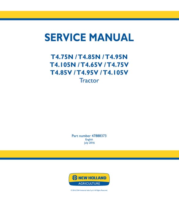 New holland t4.75 n tractor service repair manual | PDF