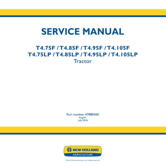 New holland t4.75 lp tractor service repair manual