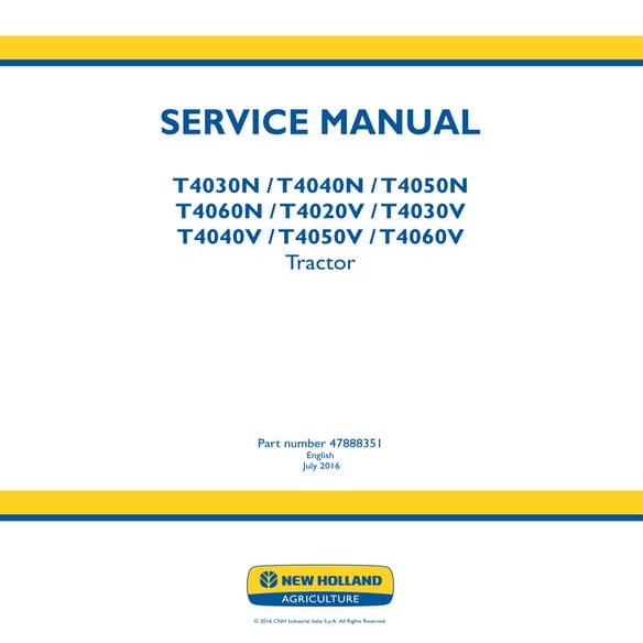 New holland t4040 v tractor service repair manual