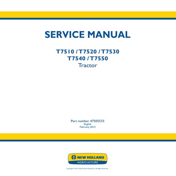 New holland t7530 tractor service repair manual