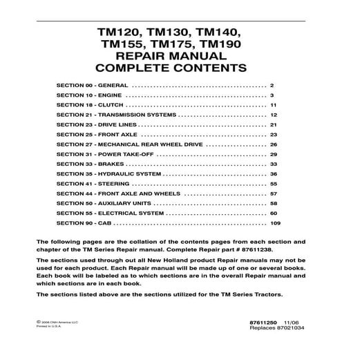 New holland tm190 tractor service repair manual