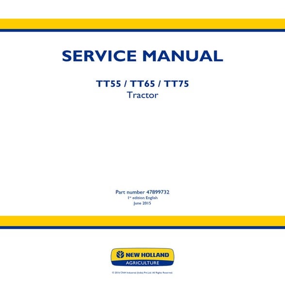 New holland tt65 tier3 engine, 4 wd tractor service repair manual