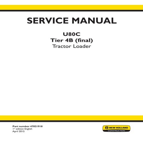 New holland u80 c tier 4b (final) tractor loader service repair manual