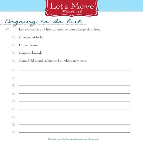New Home Printable Checklist