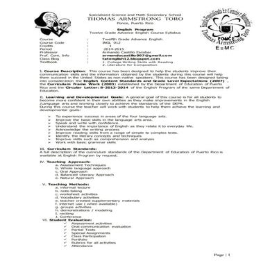 New ingl 12 syllabus