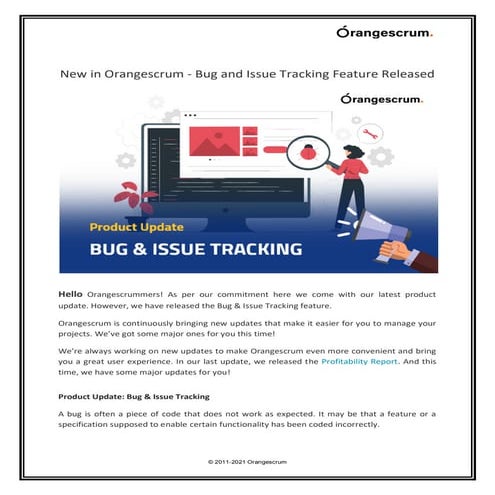 New in orangescrum   bug and issue tracking feature released
